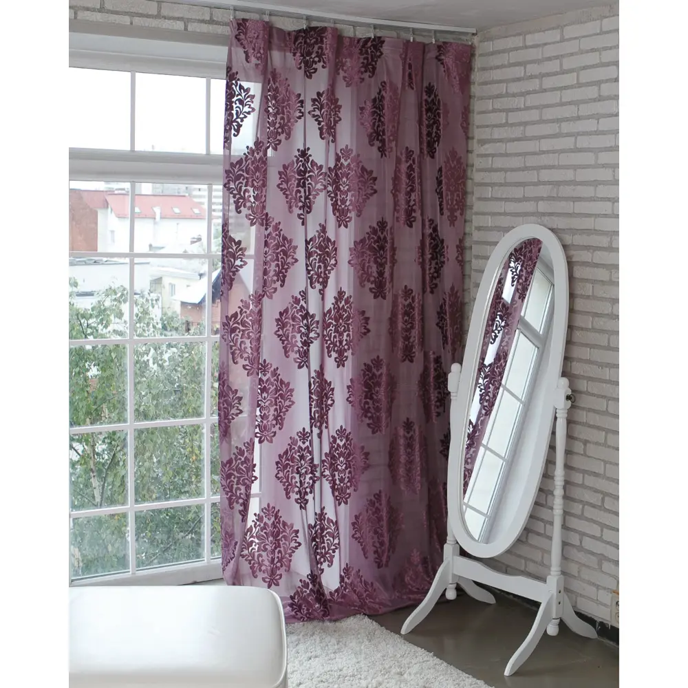 Фото 4 Штора на шторной ленте Этель Ренессанс Лилиан 200x250 см цвет бордовый