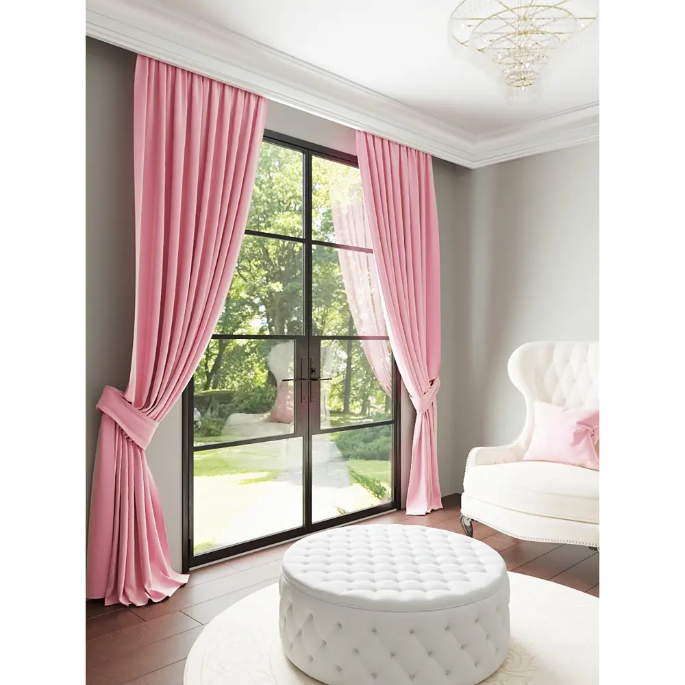 Фото Штора на шторной ленте Vokomi Бархат 150x295 см цвет розовый Фото Штора на шторной ленте Vokomi Бархат 150x295 см цвет розовый