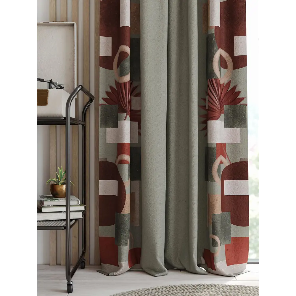 Фото 4 Комплект штор Helga на шторной ленте Нормилорс 150x250 см цвет зеленый Фото 4 Комплект штор Helga на шторной ленте Нормилорс 150x250 см цвет зеленый