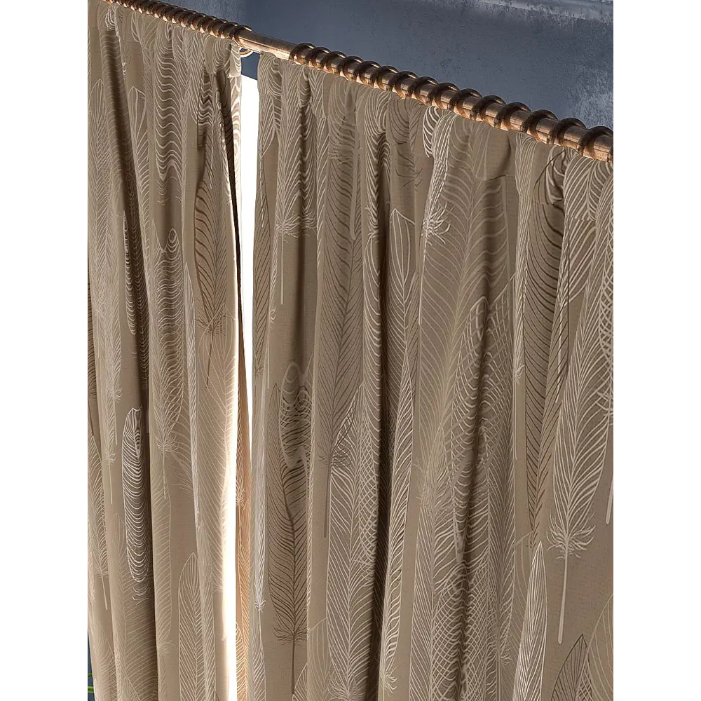 Фото 4 Комплект штор на шторной ленте блэкаут Helga Фичерс 150x260 см цвет бежевый