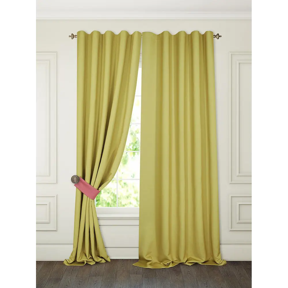 Фото Комплект штор на шторной ленте блэкаут Helga Тиаго 150x280 см цвет лимонный