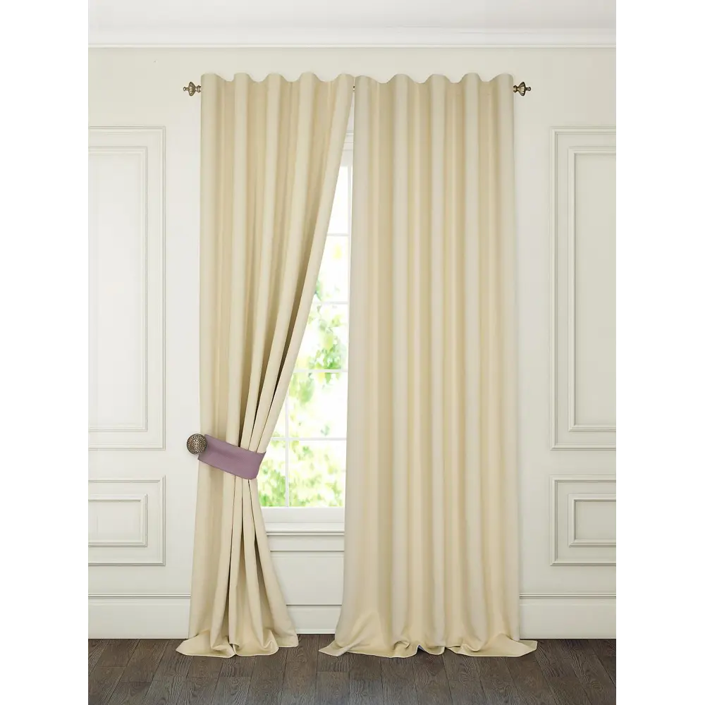 Фото Комплект штор на шторной ленте блэкаут Helga Тиаго 150x280 см цвет сливочный