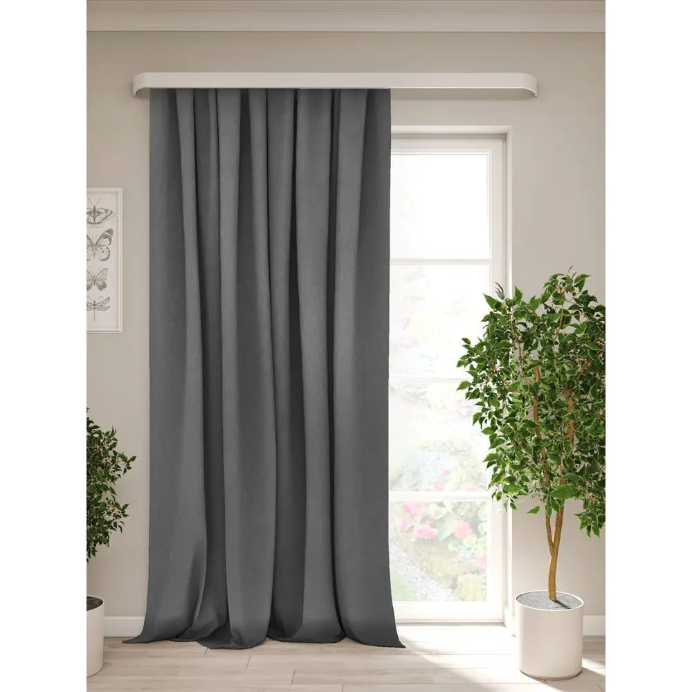 Фото 2 Штора на шторной ленте Тд Текстиль Канвас 160x270 см цвет серый Фото 2 Штора на шторной ленте Тд Текстиль Канвас 160x270 см цвет серый