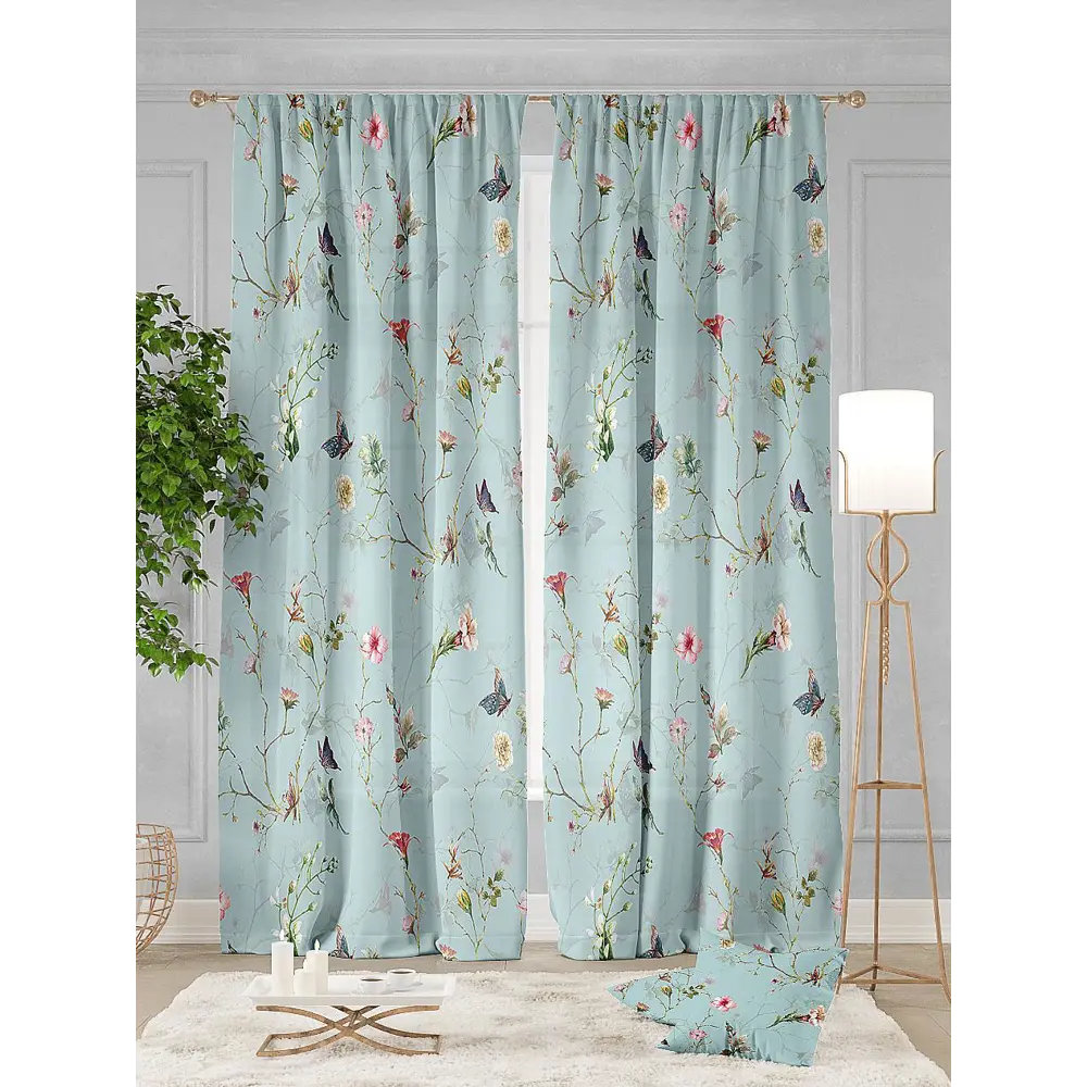 Фото Штора на шторной ленте Helga Фрейми 300x260 см цвет синий Фото Штора на шторной ленте Helga Фрейми 300x260 см цвет синий