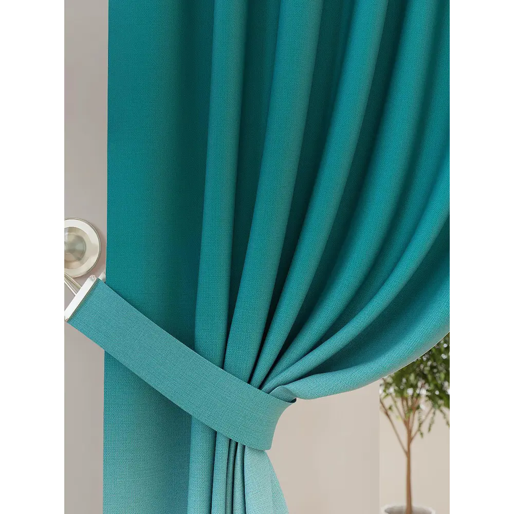 Фото 2 Штора на шторной ленте Helga Идинья 300x260 см цвет бирюзовый