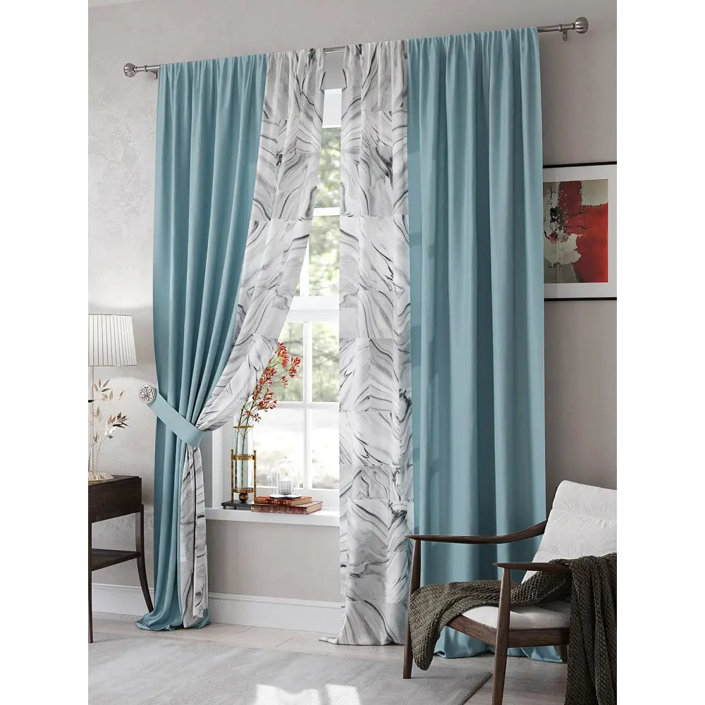 Фото Штора на шторной ленте Helga Реквенерс 943088, 300x270 см цвет белый Фото Штора на шторной ленте Helga Реквенерс 943088, 300x270 см цвет белый