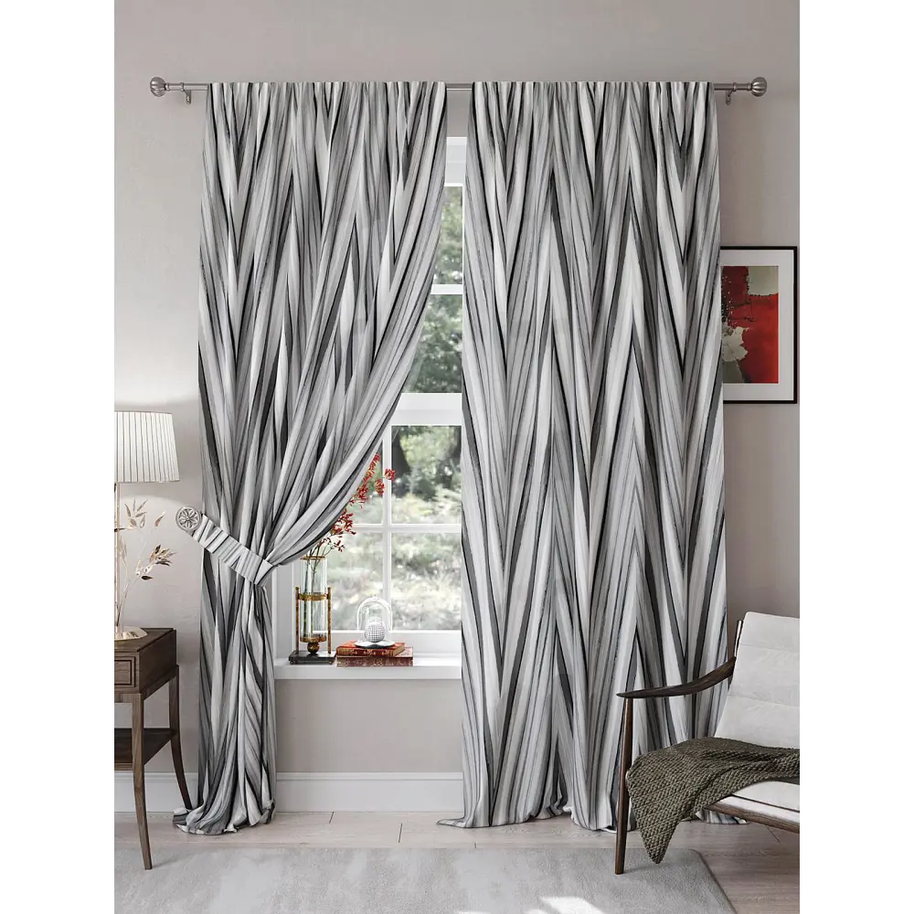 Фото 2 Штора на шторной ленте Helga Роферс 300x270 см цвет белый Фото 2 Штора на шторной ленте Helga Роферс 300x270 см цвет белый