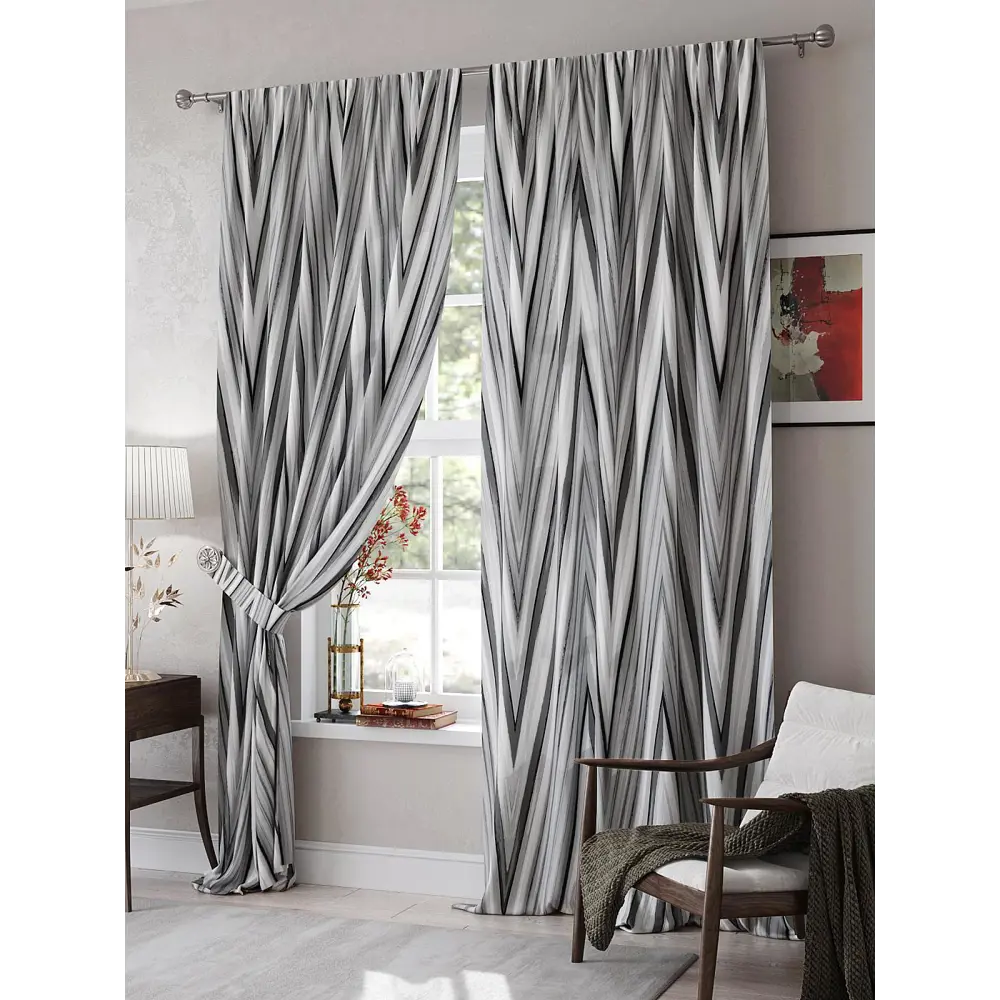 Фото Штора на шторной ленте Helga Роферс 300x270 см цвет белый Фото Штора на шторной ленте Helga Роферс 300x270 см цвет белый