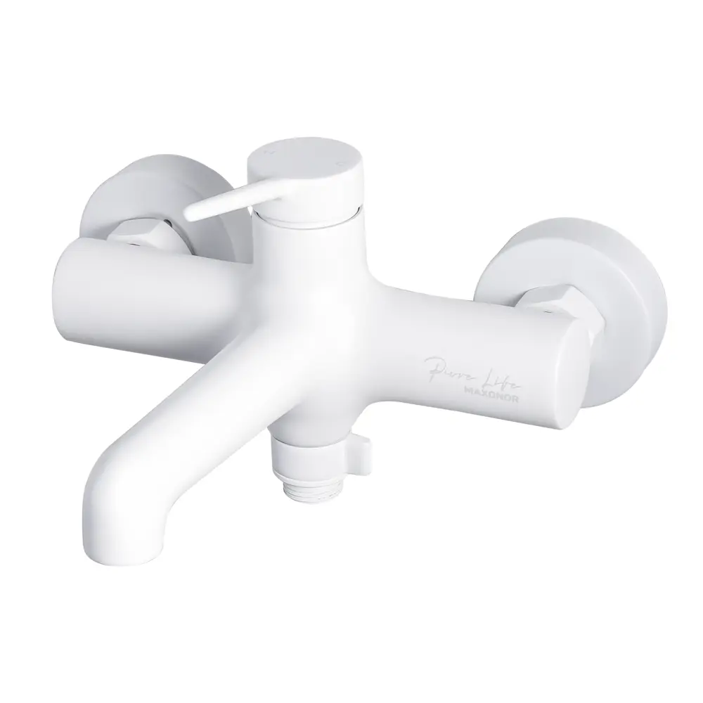Фото Смеситель для ванны Maxonor pure life Pl3294-8 PL3294-8 однорычажный с душевой лейкой цвет белый Фото Смеситель для ванны Maxonor pure life Pl3294-8 PL3294-8 однорычажный с душевой лейкой цвет белый