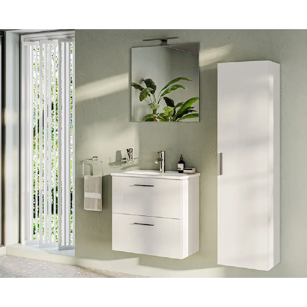 Фото 3 Комплект мебели Mia 60 см тумба с раковиной и зеркало цвет белый глянец Фото 3 Комплект мебели Mia 60 см тумба с раковиной и зеркало цвет белый глянец