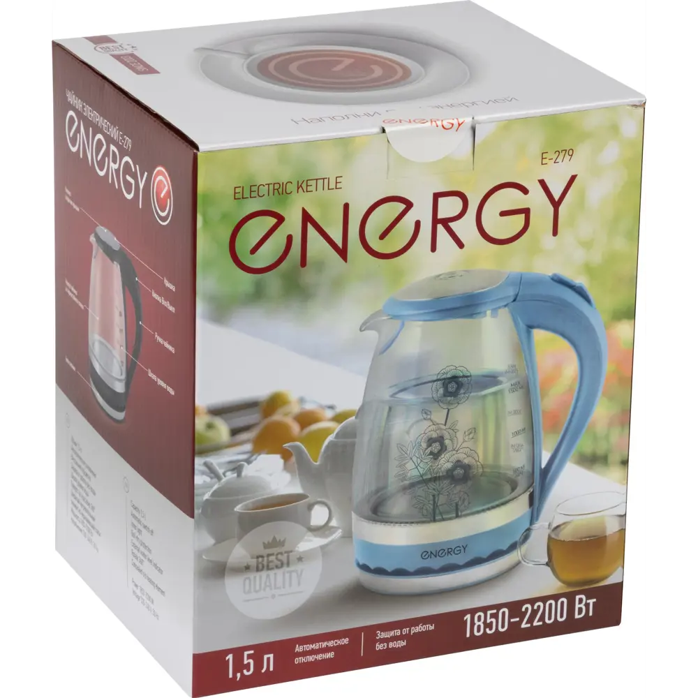 Фото 7 Электрический чайник Energy E-279 1.5 л стекло цвет синий Фото 7 Электрический чайник Energy E-279 1.5 л стекло цвет синий