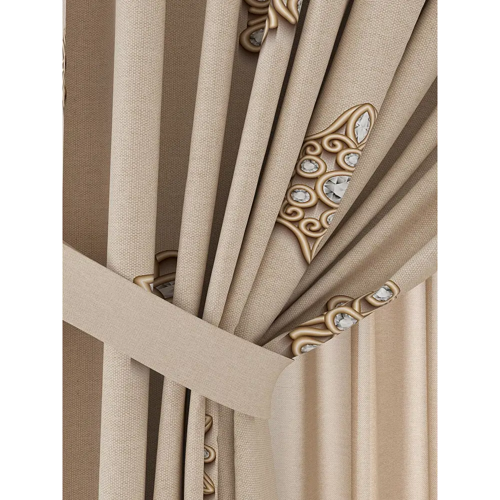 Фото 4 Комплект штор на шторной ленте AT Home Шонретис 150x250 см цвет бежевый Фото 4 Комплект штор на шторной ленте AT Home Шонретис 150x250 см цвет бежевый