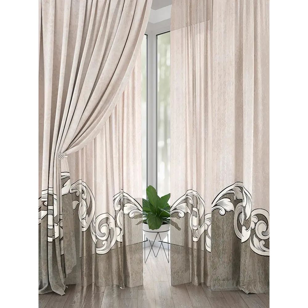 Фото Комплект штор на шторной ленте AT Home Дленвиар 150x250 см цвет белый Фото Комплект штор на шторной ленте AT Home Дленвиар 150x250 см цвет белый