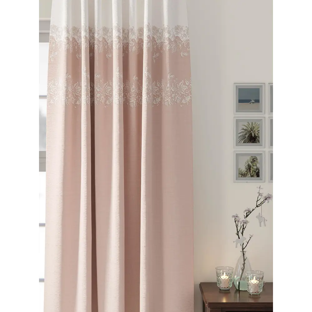 Фото 2 Комплект штор на шторной ленте AT Home Киленсит 150x250 см цвет бежевый Фото 2 Комплект штор на шторной ленте AT Home Киленсит 150x250 см цвет бежевый