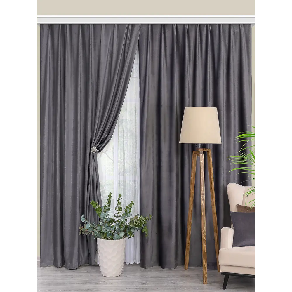 Фото 8 Комплект штор на шторной ленте Altali Базальт 300x270 см цвет серый Фото 8 Комплект штор на шторной ленте Altali Базальт 300x270 см цвет серый