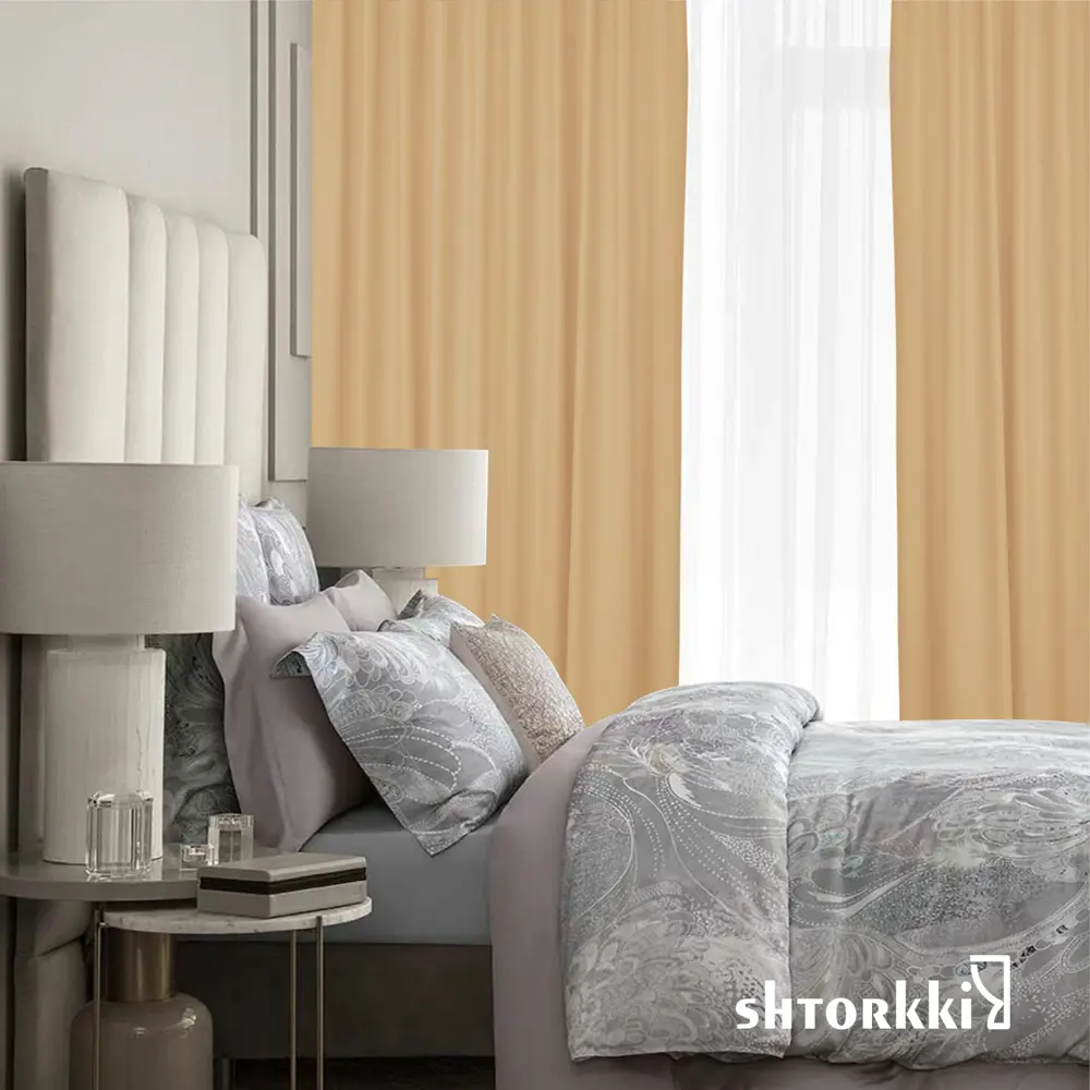 Фото 10 Комплект штор на ленте со скрытыми петлями Shtorkki Бархат IB175270-77 87.50x270 см цвет золотистый