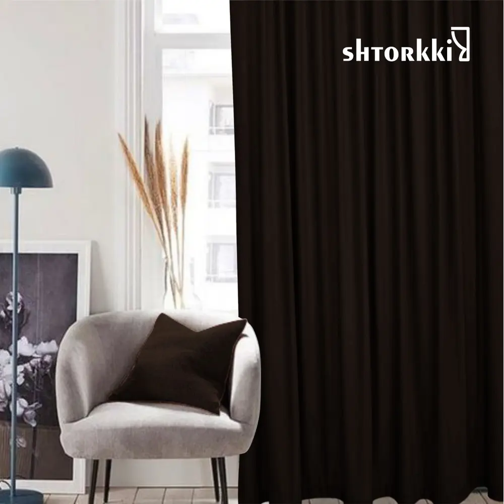 Фото 12 Комплект штор Shtorkki бархат Brown 100x262 см 2 шт