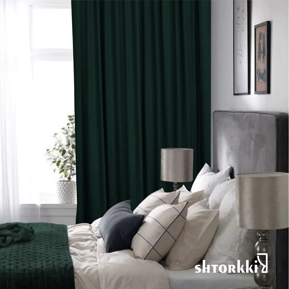 Фото 13 Комплект штор Shtorkki бархат Green 100x345 см 2 шт