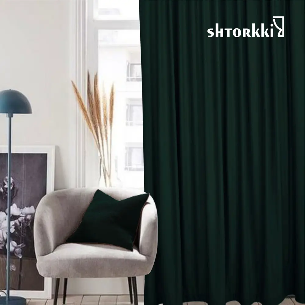 Фото 12 Комплект штор Shtorkki бархат Green 100x345 см 2 шт