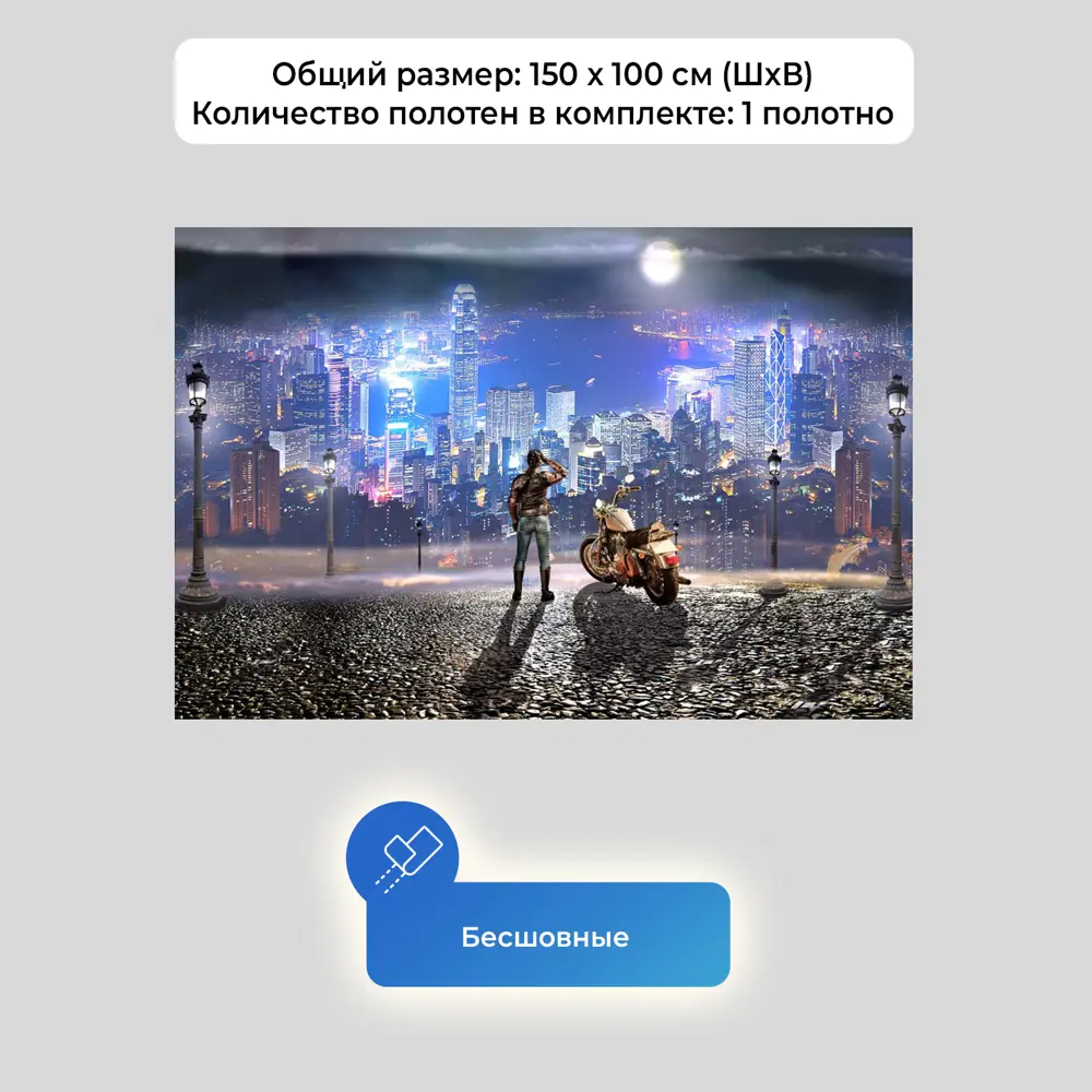 Фото 4 Фотообои флизелиновые Первое ателье 150x100 см Девушка с мотоциклом над ночным городом pw28587-1 Фото 4 Фотообои флизелиновые Первое ателье 150x100 см Девушка с мотоциклом над ночным городом pw28587-1
