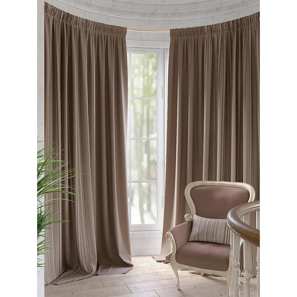 Фото Штора на шторной ленте Helga Маппет 990221, 220x280 см цвет коричневый Фото Штора на шторной ленте Helga Маппет 990221, 220x280 см цвет коричневый