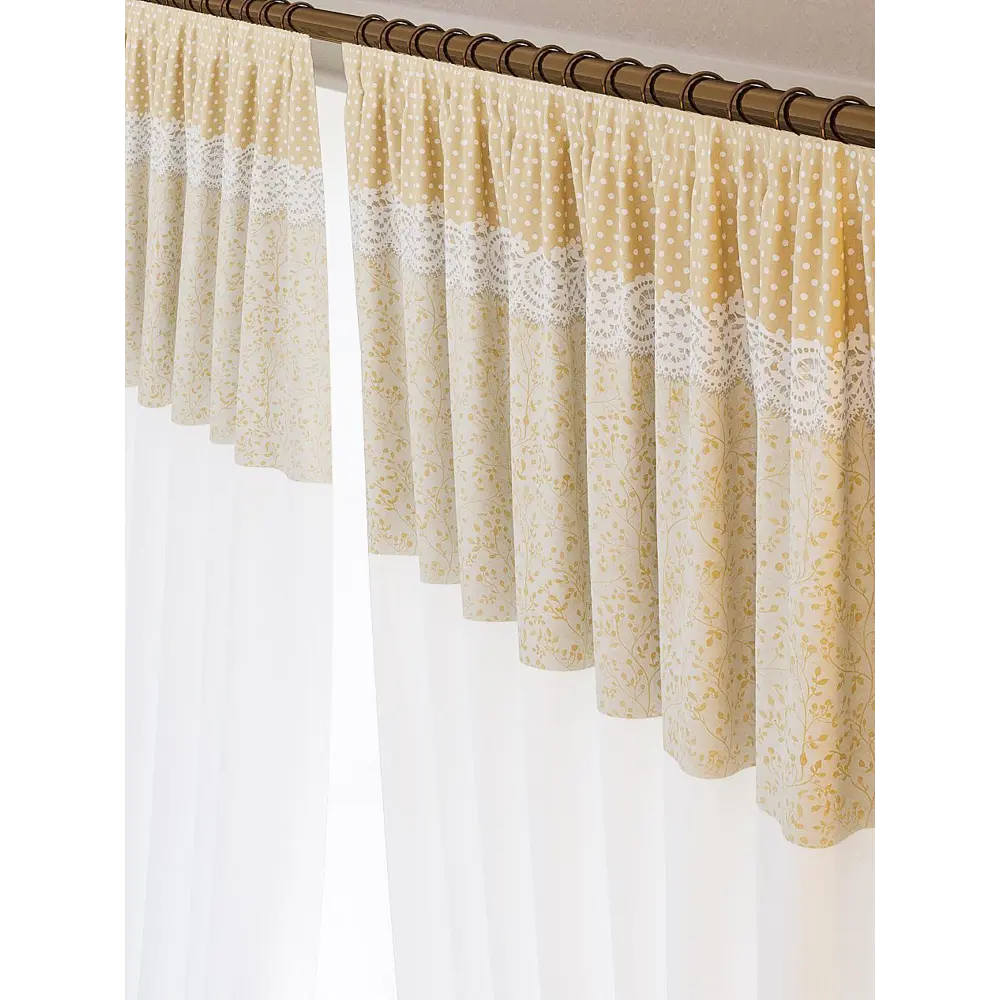 Фото 2 Штора на шторной ленте для кухни Helga Свэли 180x145 см цвет бежевый Фото 2 Штора на шторной ленте для кухни Helga Свэли 180x145 см цвет бежевый