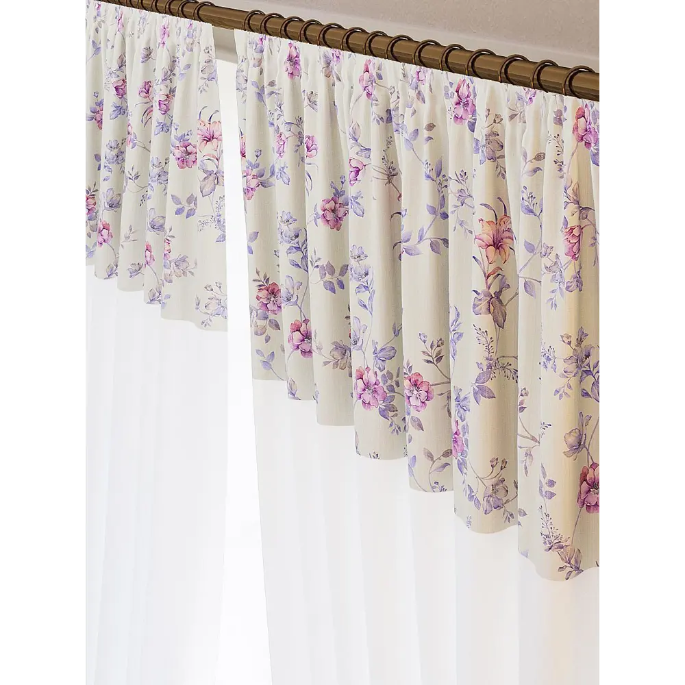 Фото 2 Штора на шторной ленте для кухни Helga Жаями 180x145 см цвет белый