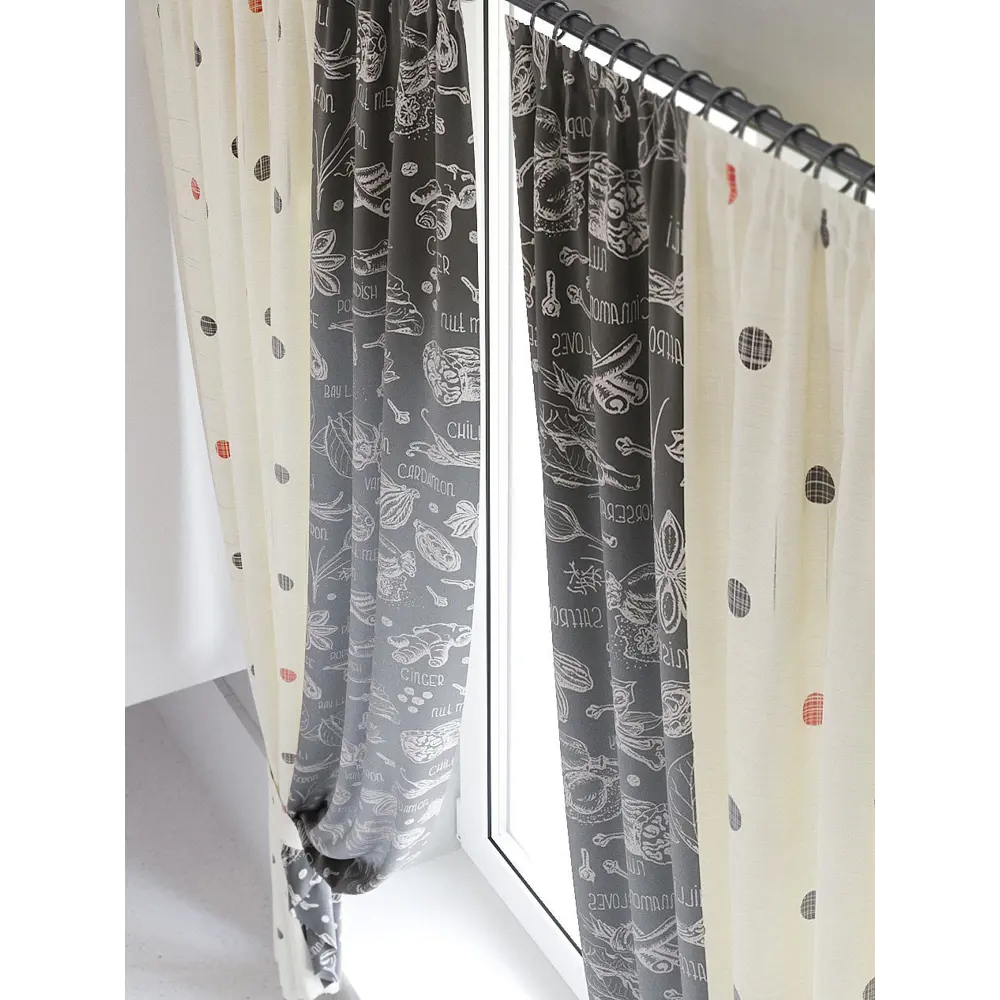 Фото 2 Штора на шторной ленте для кухни Helga Салли 180x150 см цвет бежевый