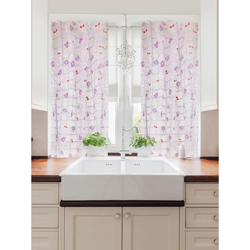 Фото 2 Комплект штор на шторной ленте Daily By T Черри 150x180 см цвет фиолетовый Фото 2 Комплект штор на шторной ленте Daily By T Черри 150x180 см цвет фиолетовый