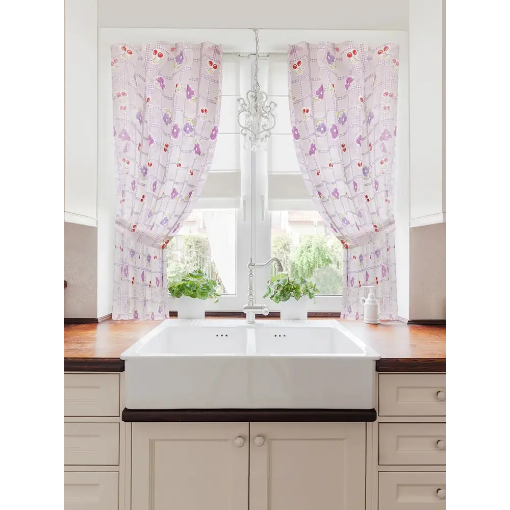 Фото Комплект штор на шторной ленте Daily By T Черри 150x180 см цвет фиолетовый Фото Комплект штор на шторной ленте Daily By T Черри 150x180 см цвет фиолетовый