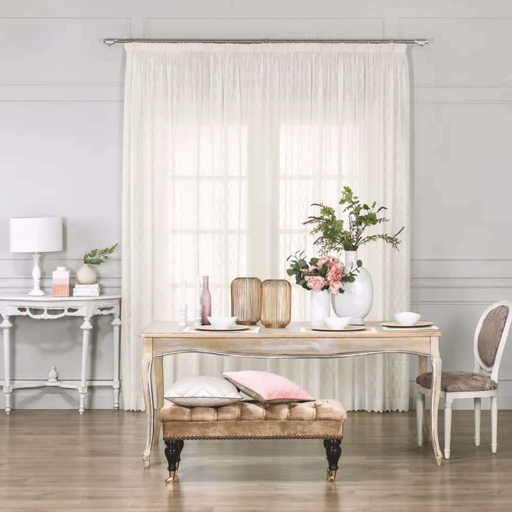 Фото Штора на шторной ленте Daily By T Адель 300x270 см цвет экрю Фото Штора на шторной ленте Daily By T Адель 300x270 см цвет экрю