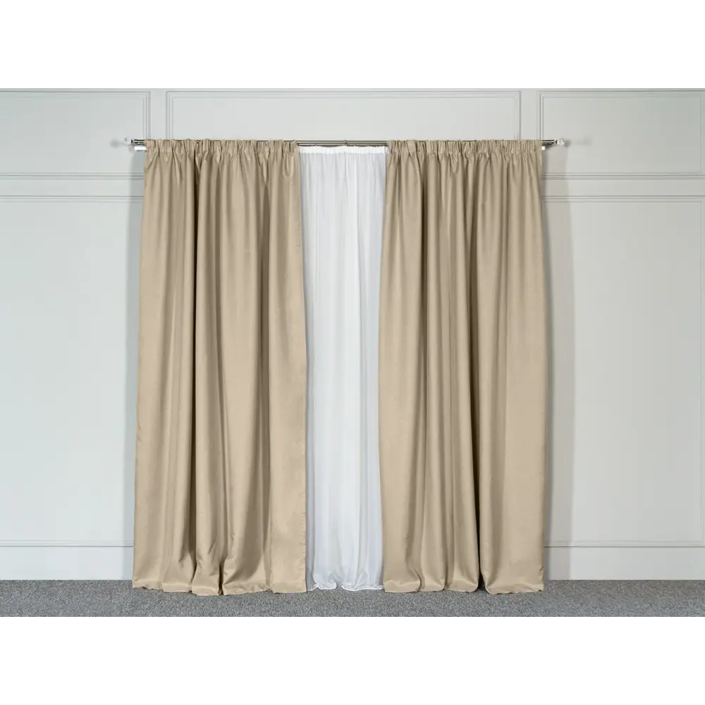 Фото Штора на шторной ленте Daily By T Остин 200x270см цвет серый Фото Штора на шторной ленте Daily By T Остин 200x270см цвет серый