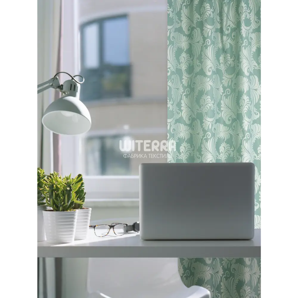 Фото 7 Штора на ленте жаккард Папоротник 160x260 см цвет фисташка