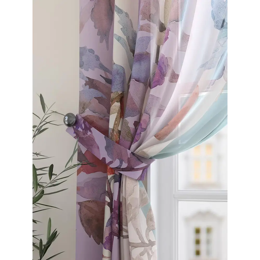 Фото 2 Комплект штор на шторной ленте Comfy Way Лириансис 150x180 см цвет бежевый Фото 2 Комплект штор на шторной ленте Comfy Way Лириансис 150x180 см цвет бежевый