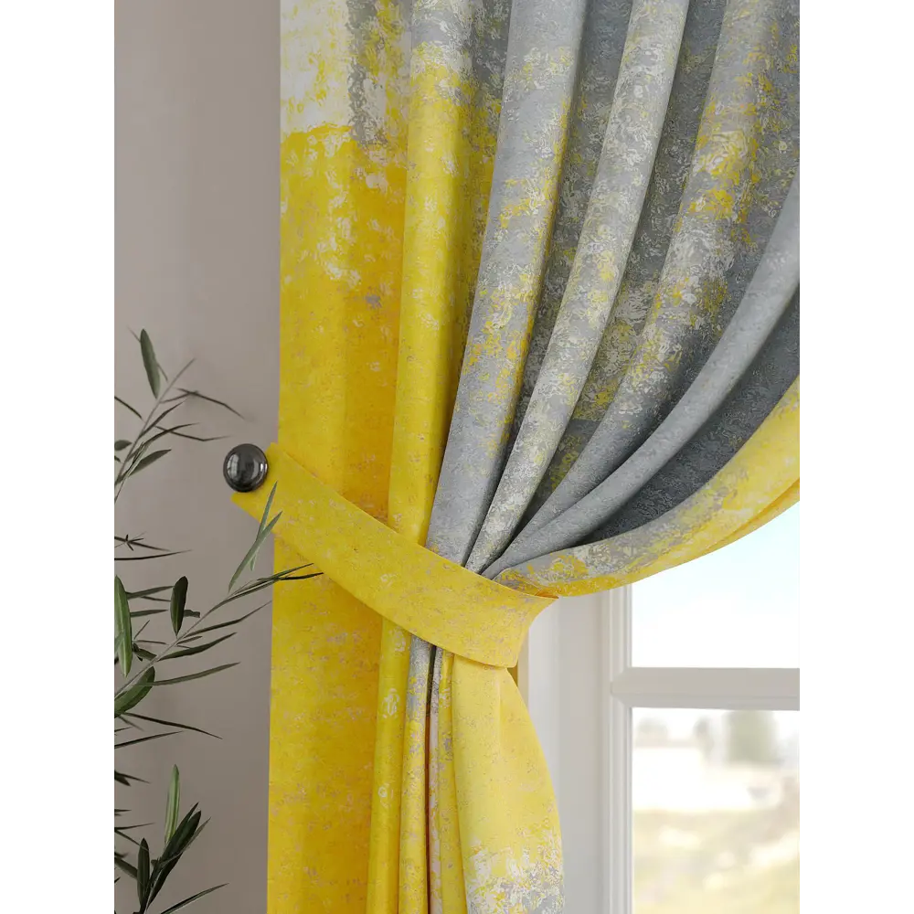 Фото 2 Комплект штор на шторной ленте Comfy Way Гримио 150x160 см цвет желтый Фото 2 Комплект штор на шторной ленте Comfy Way Гримио 150x160 см цвет желтый