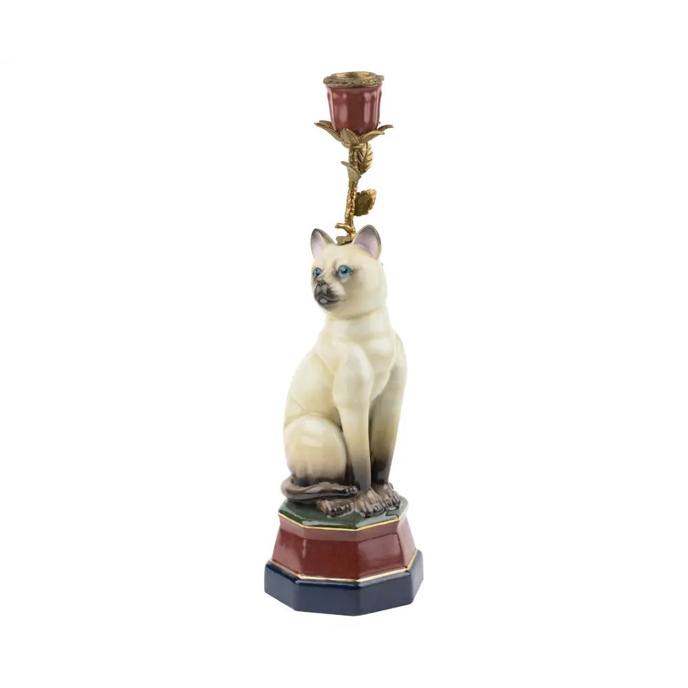 Фото Подсвечник фарфоровый Гласар Кошечка F1358H/HF2070 34 см Фото Подсвечник фарфоровый Гласар Кошечка F1358H/HF2070 34 см