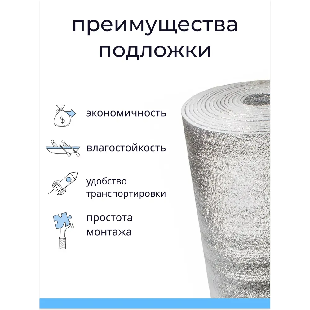 Фото 4 Теплоизоляция отражающая с лавсановым слоем 1x25 м 3 мм Фото 4 Теплоизоляция отражающая с лавсановым слоем 1x25 м 3 мм