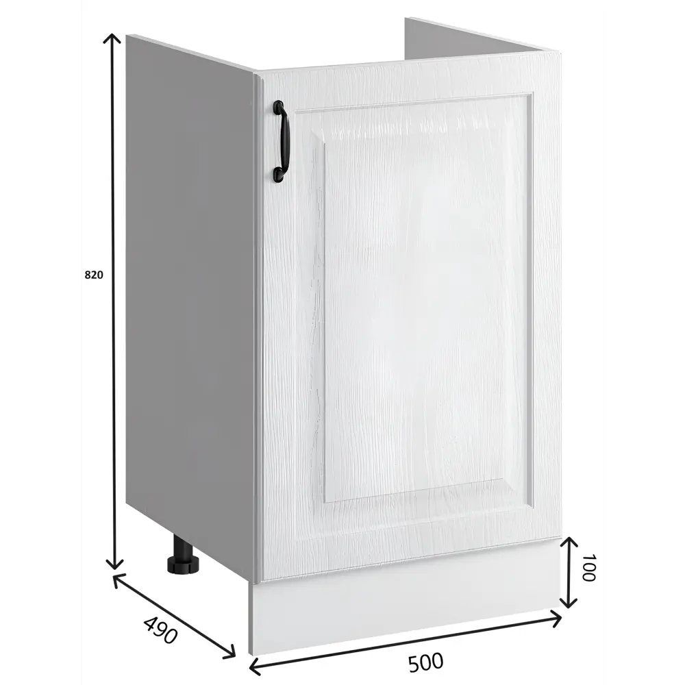 Фото Напольный шкаф под мойку Bvmebel Romeo 50x82x47 см фасад МДФ цвет белый дуб Фото Напольный шкаф под мойку Bvmebel Romeo 50x82x47 см фасад МДФ цвет белый дуб