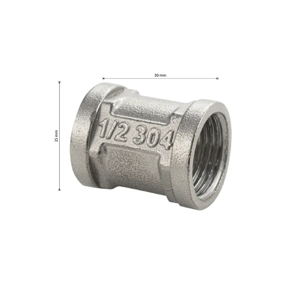 Фото 2 Муфта MAK 1/2"x1/2" ВР нержавеющая сталь Фото 2 Муфта MAK 1/2"x1/2" ВР нержавеющая сталь