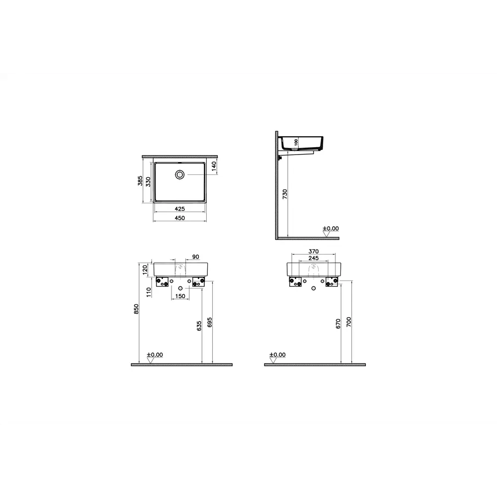 Фото 2 Прямоугольная раковина-чаша VitrA ArchiPlan, 45 см, цвет белый 7403B003-0012 lum Фото 2 Прямоугольная раковина-чаша VitrA ArchiPlan, 45 см, цвет белый 7403B003-0012 lum