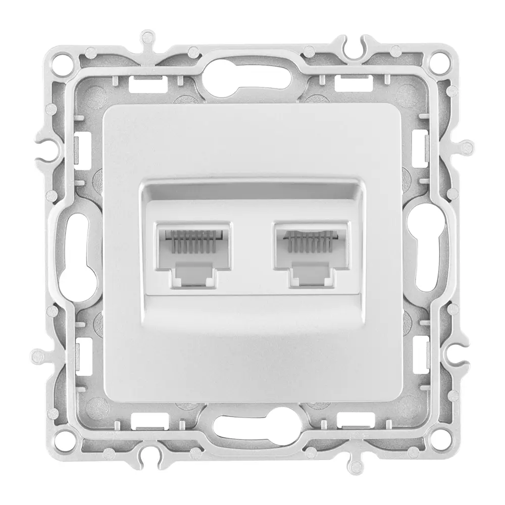 Фото 4 Розетка компьютерная встраиваемая Arte milano 217.45-2.silver RJ45 цвет серебро