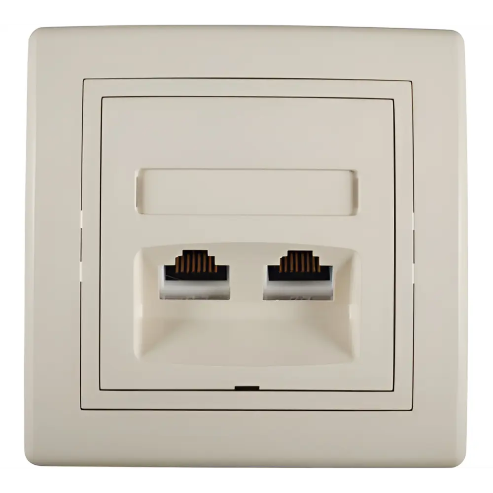 Фото Розетка компьютерная двойная встраиваемая Aling-conel Prestige 615.99 RJ45 Cat 6 UTP цвет бежевый Фото Розетка компьютерная двойная встраиваемая Aling-conel Prestige 615.99 RJ45 Cat 6 UTP цвет бежевый