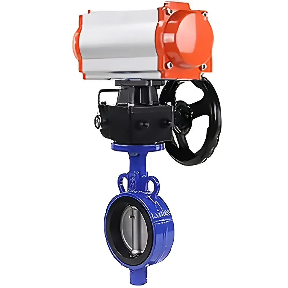 Фото Затвор Dn.ru D050-11233 Ду25 Ру16 с пневмоприводом фланцевый алюминий Фото Затвор Dn.ru D050-11233 Ду25 Ру16 с пневмоприводом фланцевый алюминий