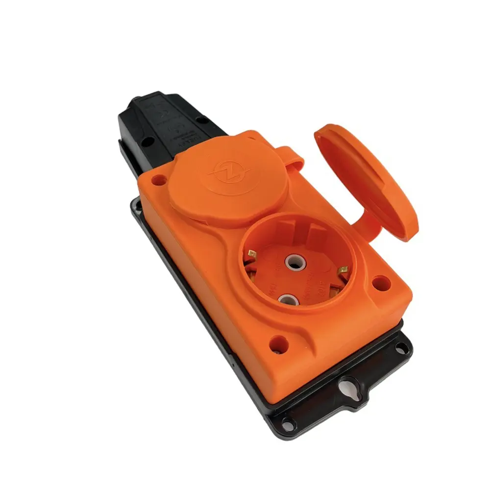 Фото Розетка двойная Ne-ad NVO-KI-K-2-1PEN-16-54-ORANGE с заземлением и крышкой 230 В 16 A цвет оранжевый Фото Розетка двойная Ne-ad NVO-KI-K-2-1PEN-16-54-ORANGE с заземлением и крышкой 230 В 16 A цвет оранжевый
