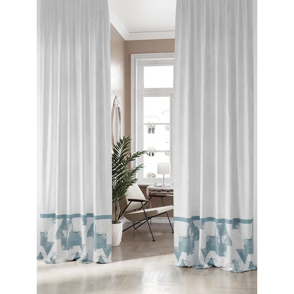 Фото Комплект штор на шторной ленте AT Home Фиренос 150x280 см цвет белый