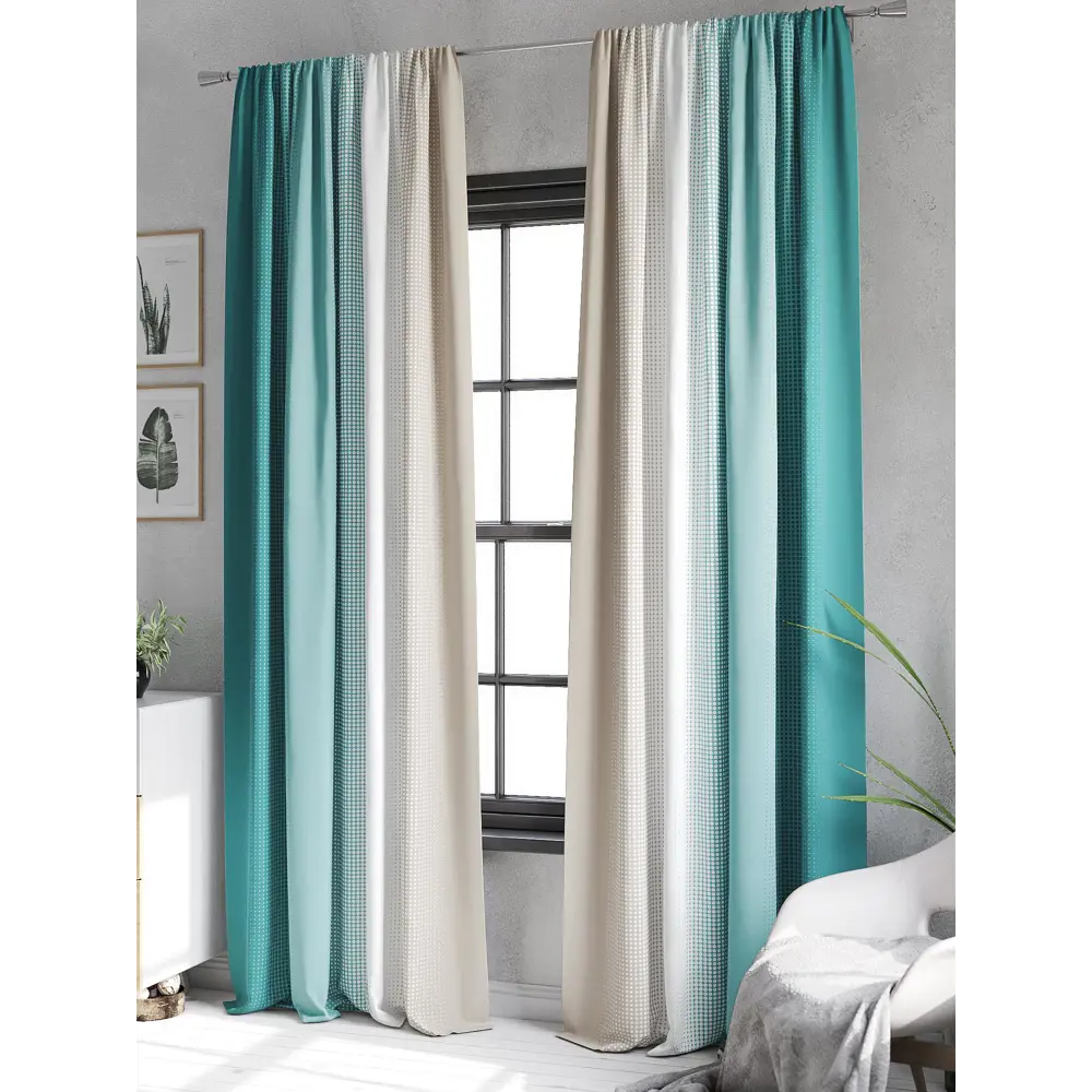 Фото 3 Штора на шторной ленте At Home Рисантрис 150x240 см цвет разноцветный Фото 3 Штора на шторной ленте At Home Рисантрис 150x240 см цвет разноцветный