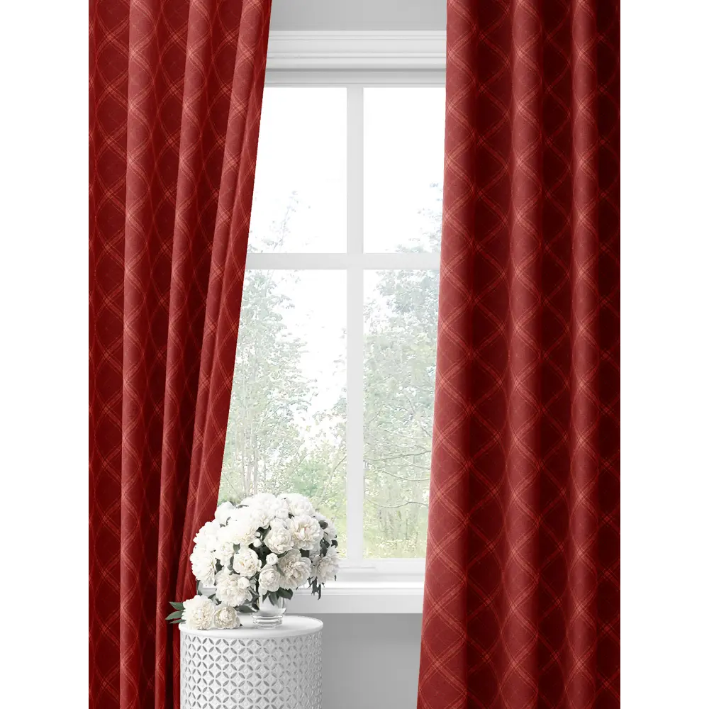 Фото 3 Комплект штор на шторной ленте Decoracion Клетка Кембридж 145x275 см цвет красный Фото 3 Комплект штор на шторной ленте Decoracion Клетка Кембридж 145x275 см цвет красный