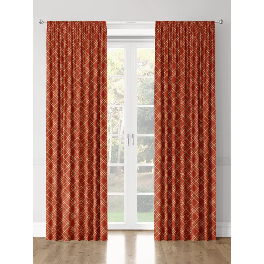 Фото Комплект штор на шторной ленте Decoracion Диагональная шотландская клетка 145x275 см цвет красный Фото Комплект штор на шторной ленте Decoracion Диагональная шотландская клетка 145x275 см цвет красный