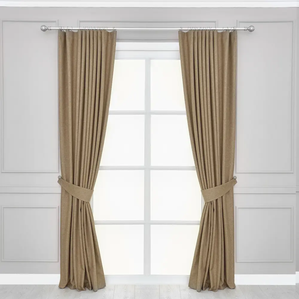 Фото Комплект штор Sanpa Home Collection Мелисса 200x280-2шт+подхваты цвет коричневый Фото Комплект штор Sanpa Home Collection Мелисса 200x280-2шт+подхваты цвет коричневый