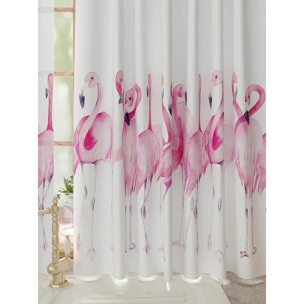 Фото 3 Штора на шторной ленте Helga Флами 180x150 см цвет белый Фото 3 Штора на шторной ленте Helga Флами 180x150 см цвет белый